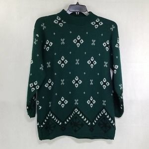 Vintage Green Acrylic Sweater USA made Size M Mathias